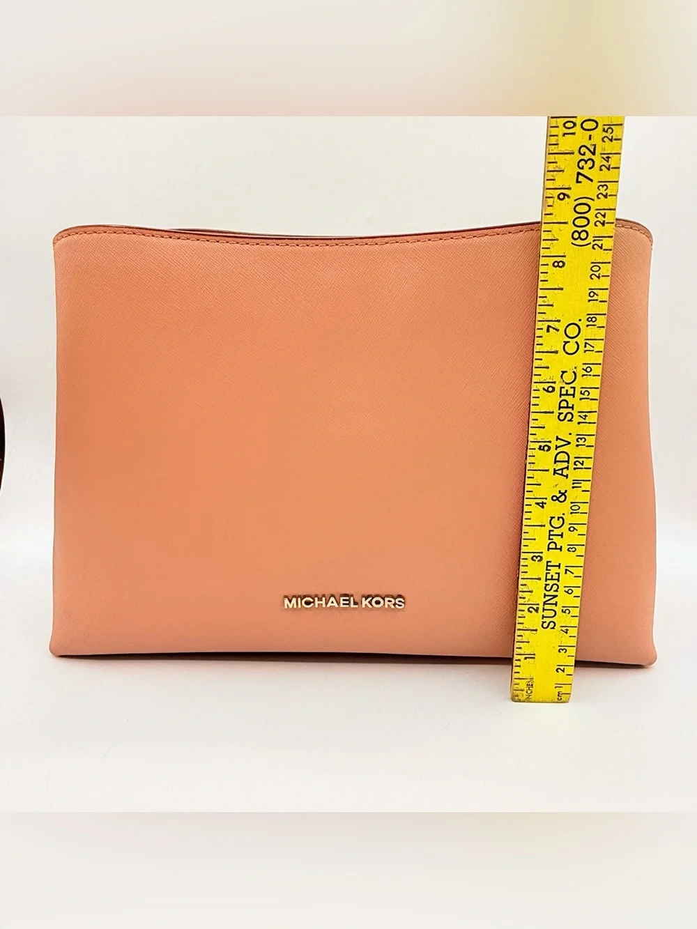 Michael Kors Portia Large East West Saffiano Leather Satchel Soft Pink Bag